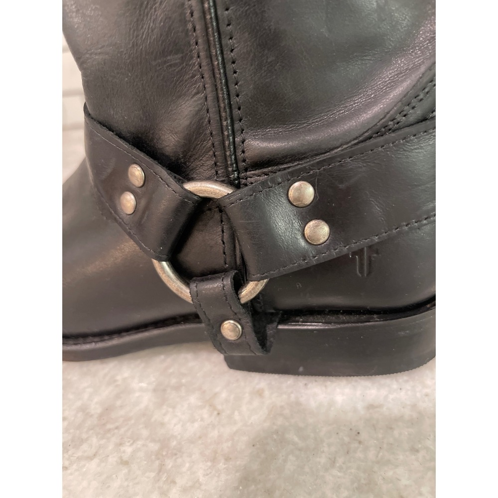 Frye Phillip Riding Boots Womens 6 Black Harness 8R Leather Ankle Moto Classic - Picture 5 of 10